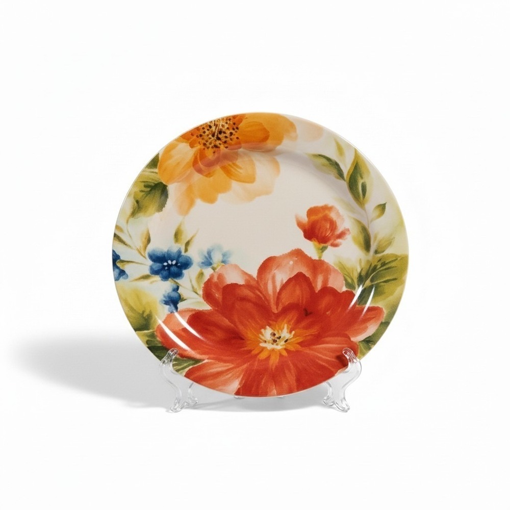 Pier One Ironstone Amelia 9" Floral Plate Dishwasher/Microwave Safe